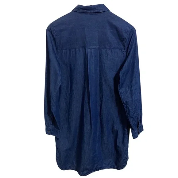 Old Navy Chambray Denim Shirt Dress Long Sleeve Cotton Tunic Western Boho Size M - Picture 3 of 11